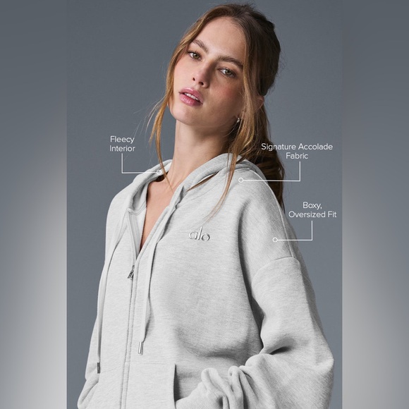ALO Yoga Tops - Alo Heather Gray Hoodie Zip Up Best Seller